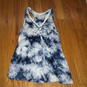 Blue Tie-Dye Babydoll Tank Top